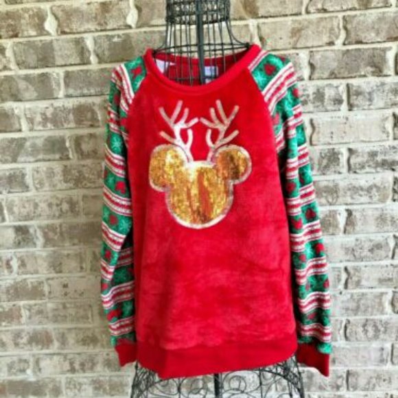 Disney Mickey Mouse Reindeer Sweater Juniors XL - Picture 1 of 12